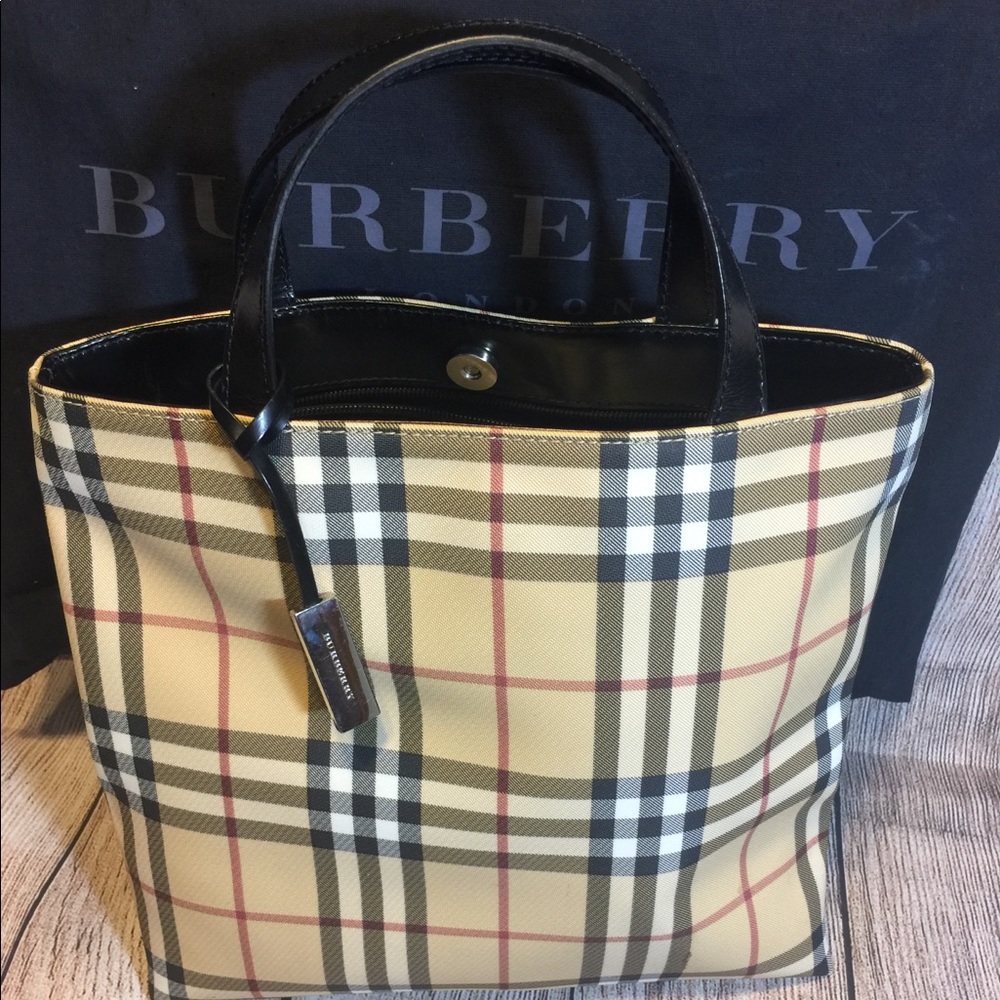 Burberry Classic Plaid Vinyl Tote Bag.